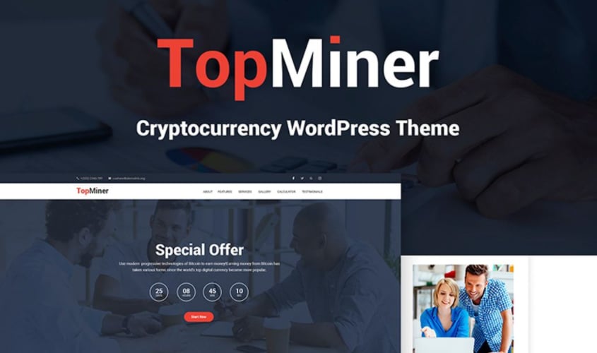 TopMiner Bitcoin Cryptocurrency WordPress Theme
